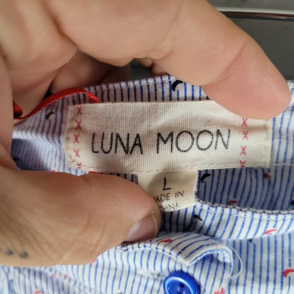 LUNA MOON | vintage inspired button down front slit moon stripe print skirt - Picture 7 of 9